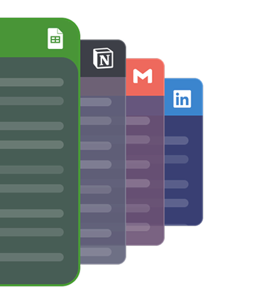 Google Sheets, Notion, Gmail and LinkedIn